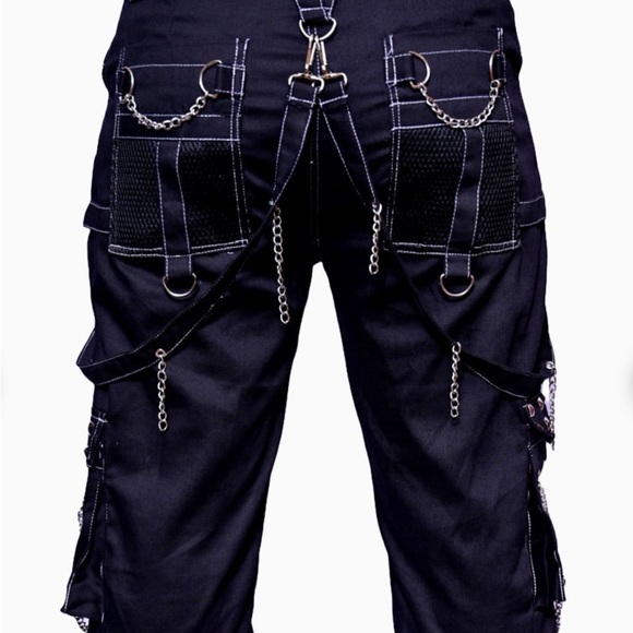 Gothic Cargo Style Skull Print Pants Size M - Picture 3 of 10